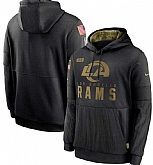 Men's Los Angeles Rams Nike Black 2020 Salute to Service Sideline Performance Pullover Hoodie,baseball caps,new era cap wholesale,wholesale hats